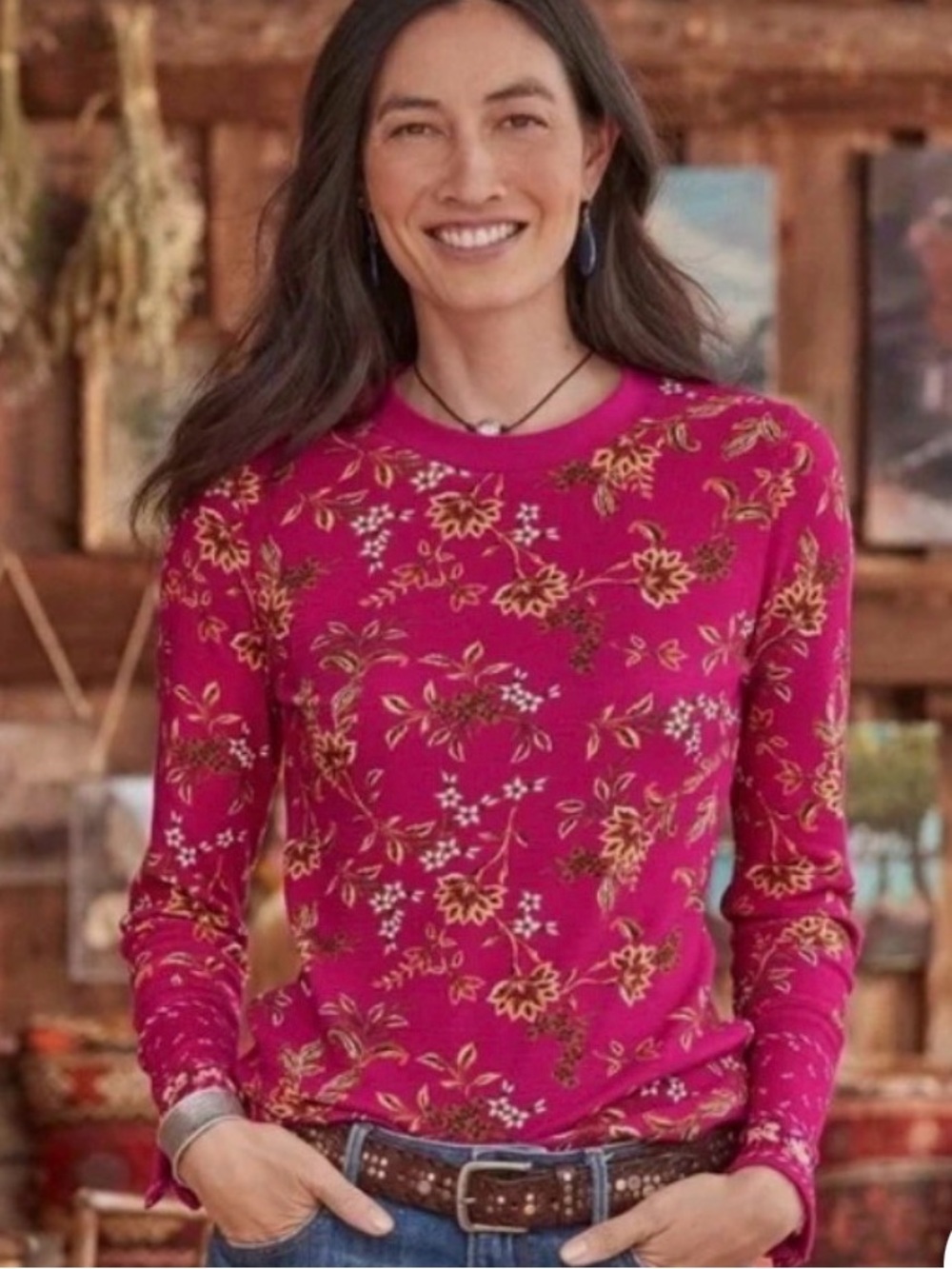 Sundance Women’s Loretta Thermal Cotton Waffle Long Sleeve Top Size Large